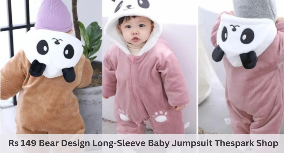 this image shown in Rs 149 Bear Design Long-Sleeve Baby Jumpsuit Thespark Shop