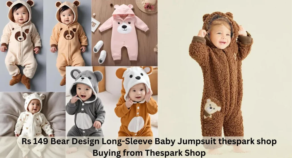 this image shown in Rs 149 Bear Design Long-Sleeve Baby Jumpsuit thespark shop Buying from Thespark Shop